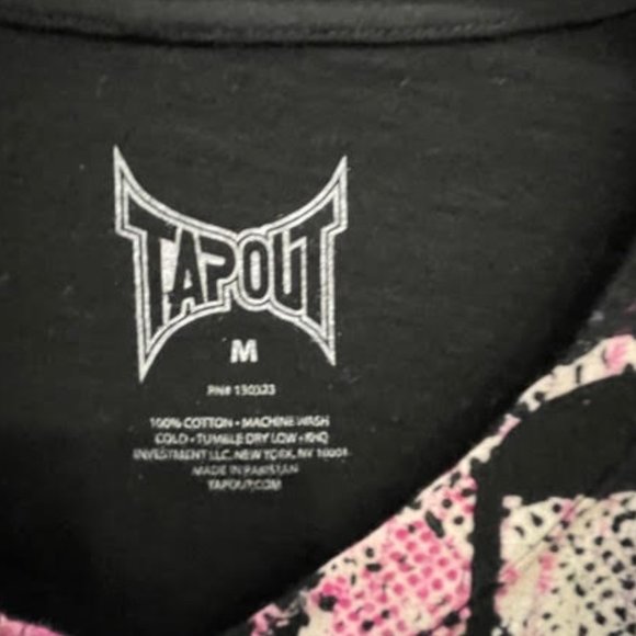 Distressed TAP OUT print VNECK T Shirt - Picture 9 of 14